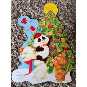 Vintage Eureka The Personality Bears Christmas Tree Paper Die Cut Decoration